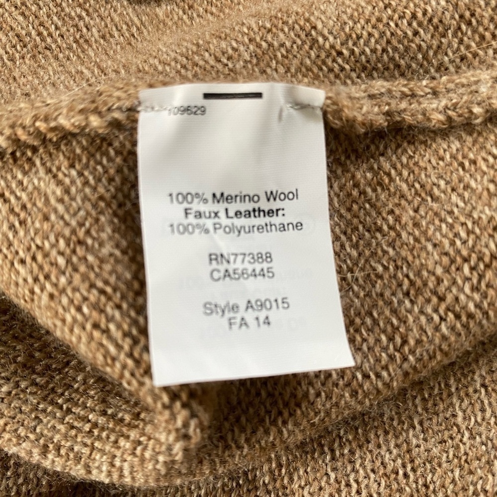 J. Crew 100% Merino Wool Faux Leather Pockets Tunic Sweater, Sz: Medium - Picture 11 of 11